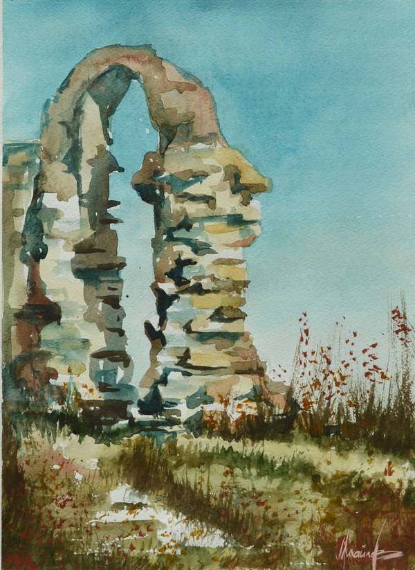 Ruins in Rezekne. Watercolor. - Painting, Watercolor, My, Drawing