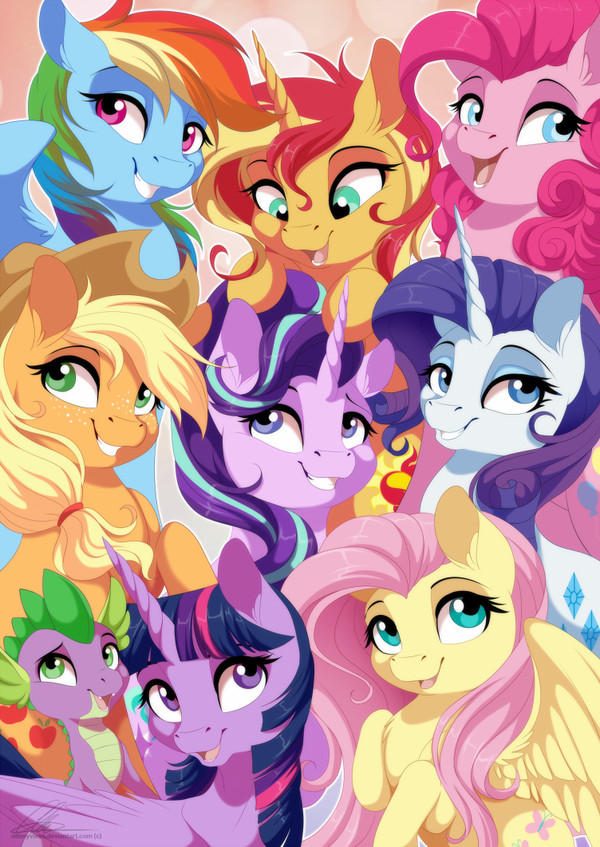 Friendship is still Magic! - My Little Pony, Mane 6, Starlight Glimmer, Sunset Shimmer, Spike, Арт