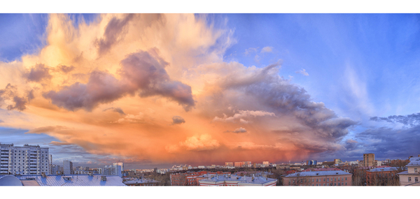 Sunset from the roof of my house. - My, My, Photographer, Vitaliy Orlinsky, Sunset, Панорама, Sky, Moscow