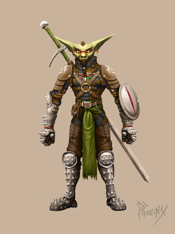 My art. Civilized Goblin Warrior. - My, Photoshop, Warrior, Art, Dungeons & dragons, Goblins