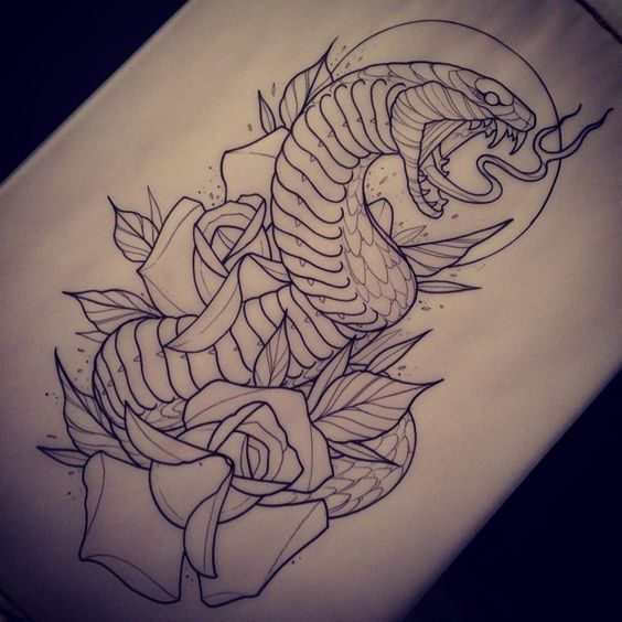 Snakes (a selection of sketches of tattoos) - Tattoo, Tattoo Lovers League, Snake, Scull, Longpost, Sketch