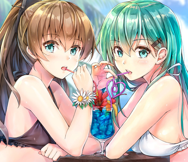 Kumano and Suzuya. - NSFW, Аниме, Anime Art, Kantai Collection, Kumano, Suzuya