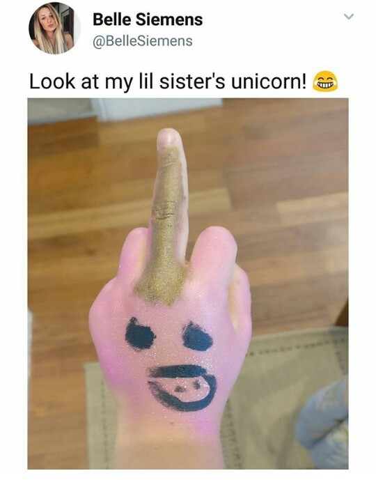 Look at my little sister's unicorn - Unicorn, Sister, Fuck, Humor, Sisters