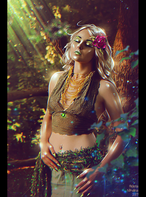 Forest Nymph. - My, Art, Elena Nikulina, Forest Nymph, Summer, Forest, Female, Fantasy, Nymphs, Women