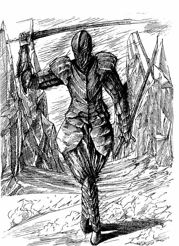 Armor - Pen drawing, My, Fantasy, Desert, Creation, Drawing