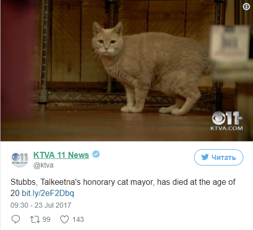 Cat Mayor of Alaska City Dies at 20 - Animals, cat, , Alaska, Death