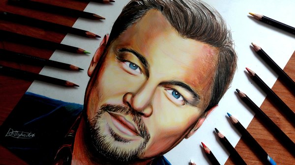 Portrait of Leonardo DiCaprio - My, Drawing, Pencil drawing, Portrait, Portraits of people, Leonardo DiCaprio, Video