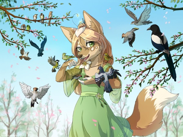 Spring - Furry, Art, Birds, Spring, , Nature, Yosin