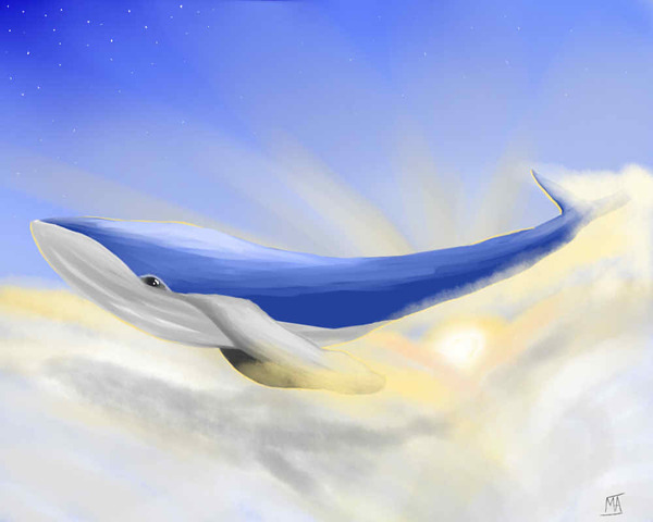 Nothing out of the ordinary... Just a whale in the sky - My, Whale, Sky, Drawing, Oddities, The sun, Starry sky