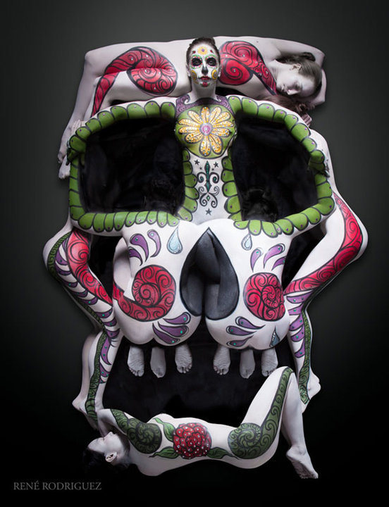 living skull - Scull, Bodypainting