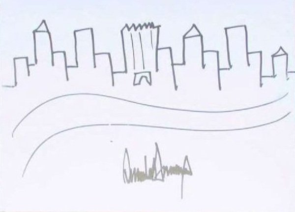 Trump drawing sold for $29,000 - Drawing, The president, Donald Trump, Auction, New York, Trump Tower, The newspaper