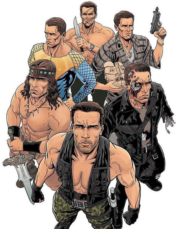 Arnie - Arnold Schwarzenegger, Conan, Terminator, Commando, the running Man, Remember everything, Predator, Remember All (film), Predator (film)