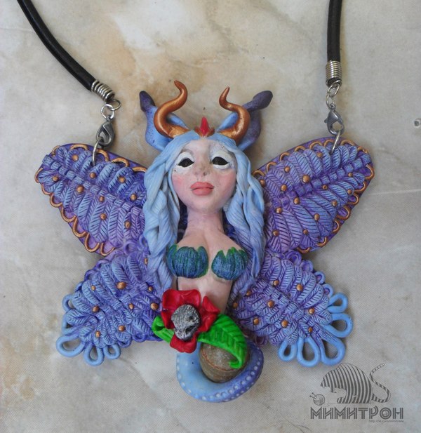 Sirena - My, Polymer clay, Decoration, Mythical creatures, , Onyx, Pendant, Longpost