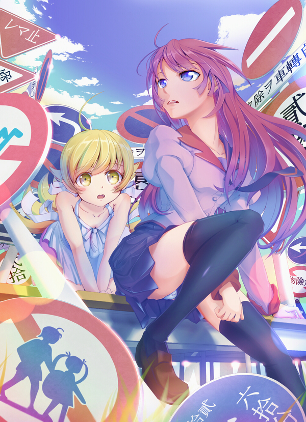 Prohibitions so inflame desire - Monogatari series, Anime art, Anime, Drawing, Shinobu oshino, Hitagi senjougahara, 