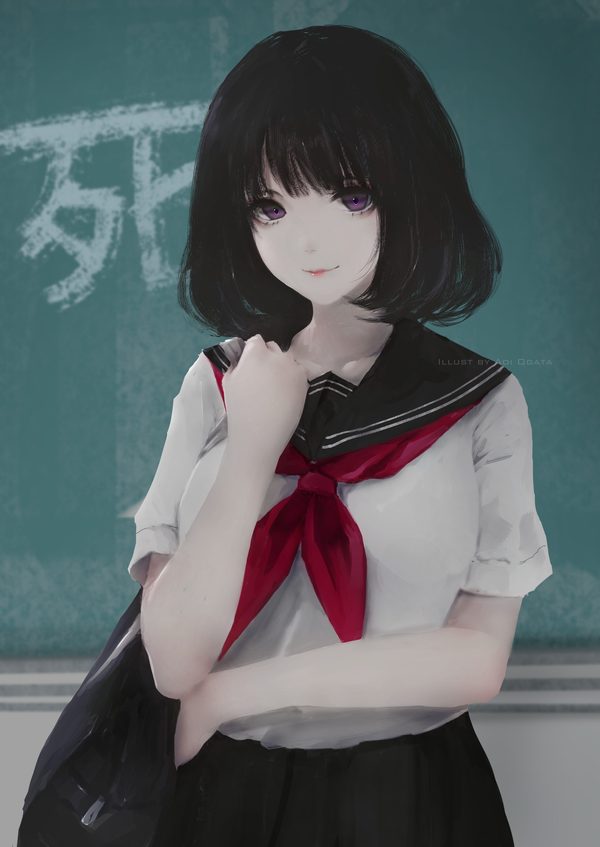 Highschool girl by Aoi Ogata Anime Art, Original Character, Aoi Ogata, , 