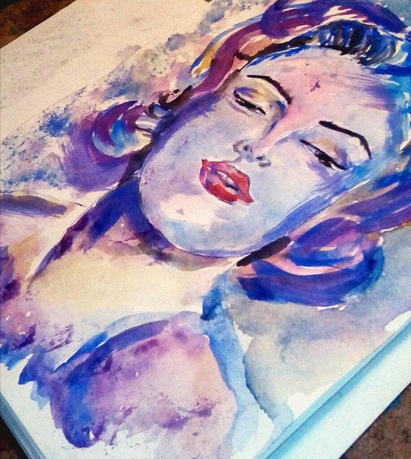 Watercolor. Pop Art. Left the auction at a delicious price. - Portrait, My, Marilyn Monroe, Watercolor, Pop Art