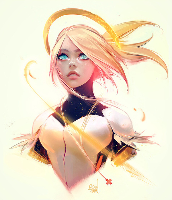 Потрясная MERCY - Overwatch, Angela Zigler, Mercy, Арт, Длиннопост, Rossdraws