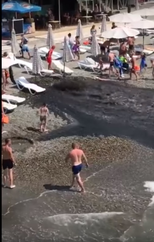 Mud geyser erupts on Adler beach - Adler, Dirt, Beach, Sea, State of emergency