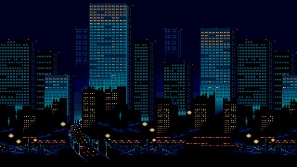 Пиксель арт ночной город