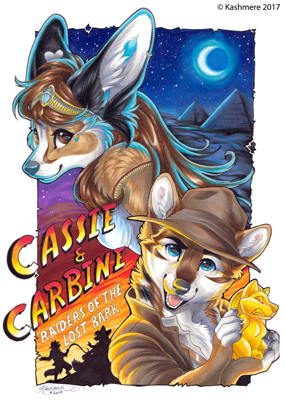 Cassie & Carbine EF23 Roomsign - Kashmere, Furry, Traditional art, Indiana Jones, Coyote, Fenech