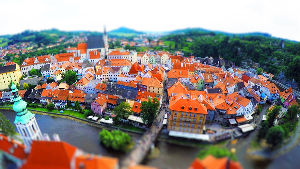 Czech krumlov - My, Tilt shift, , Drone, View from above