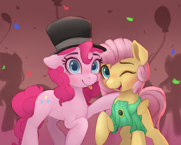 Party Picture My Little Pony, Pinkie Pie, Fluttershy, Vanillaghosties