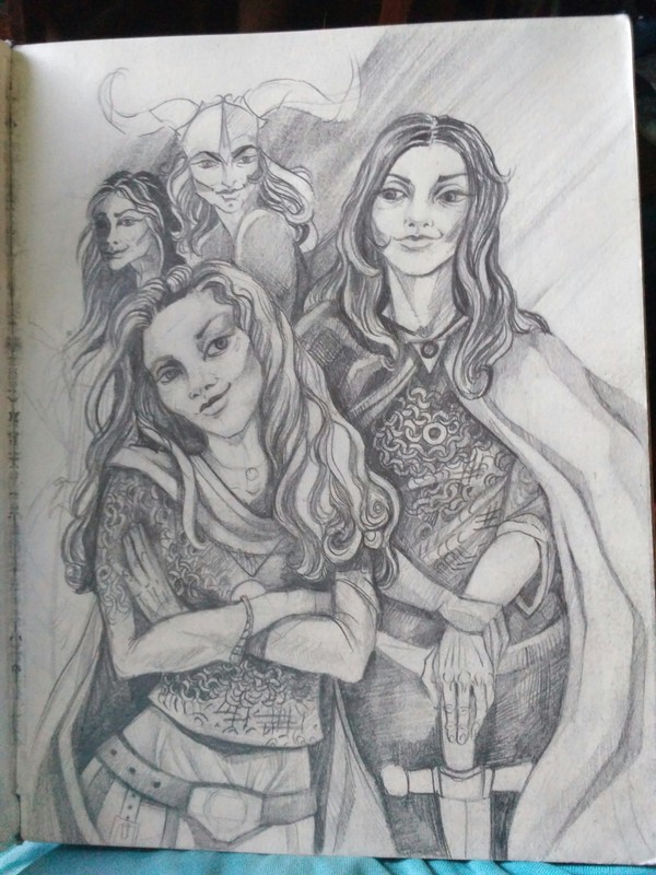 I once wrote a story about myself with a friend on the theme of the Middle Ages, and drew a sketch to illustrate this story. (right me) - My, Pencil drawing, Graphics, Illustrations