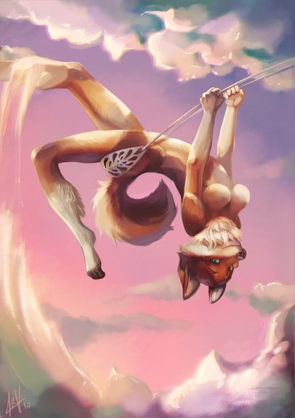 On the swing - NSFW, Furry, Art, Furotica, Dog, Antanariva, Sky