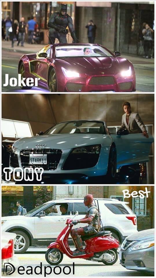 Superhero transport. - Joker, Batman, iron Man, Deadpool