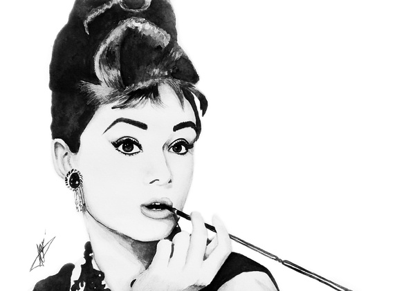 Audrey Hepburn - My, Audrey, Audrey Hepburn, , Drawing, Actors and actresses, Watercolor, Portrait