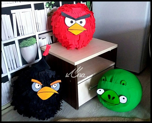 Pinatas inspired by Angry birds - My, Needlework without process, Handmade, Angry Birds