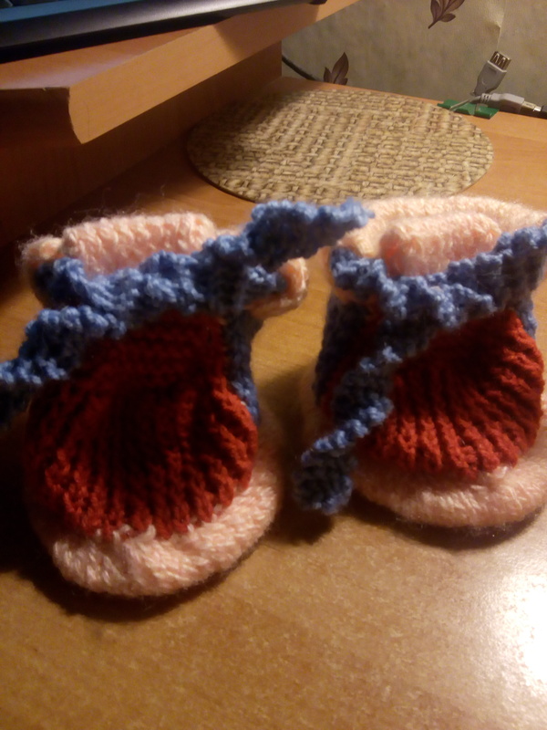 Tied niece as a gift booties - My, Longpost, Booties, Knitting