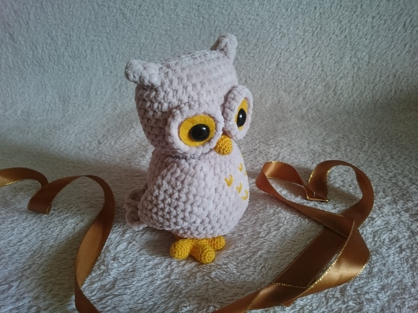 Knitted plush owl - My, Creation, Knitting, Needlework without process, Plush Toys, Owl, Handmade, , Knitted toys, Longpost