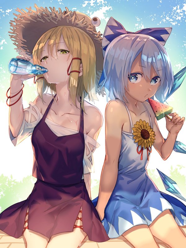 Touhou - Anime art, Anime, Cirno, Moriya suwako, Touhou