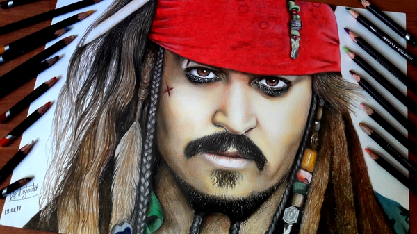 Jack Sparrow drawing - My, Captain Jack Sparrow, Pirates of the Caribbean, Drawing, Colour pencils, Pencil drawing, Video
