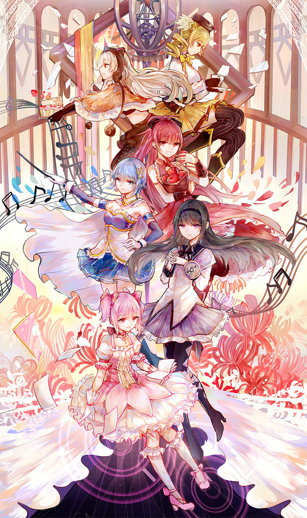 Puella Magi - Anime art, Anime, Mahou Shoujo Madoka Magica, Madoka kaname, Akemi homura, Sakura Kyouko, Mami Tomoe, Miki Sayaka