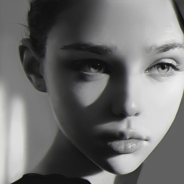 Portrait of a girl. - Portrait, Girls, Black and white, Style, 2D, Art