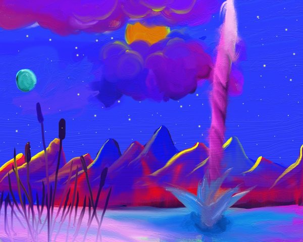 falling star - My, Drawing, Artrage, Review, Artist, Oil painting, Painting, Madness, Brightness