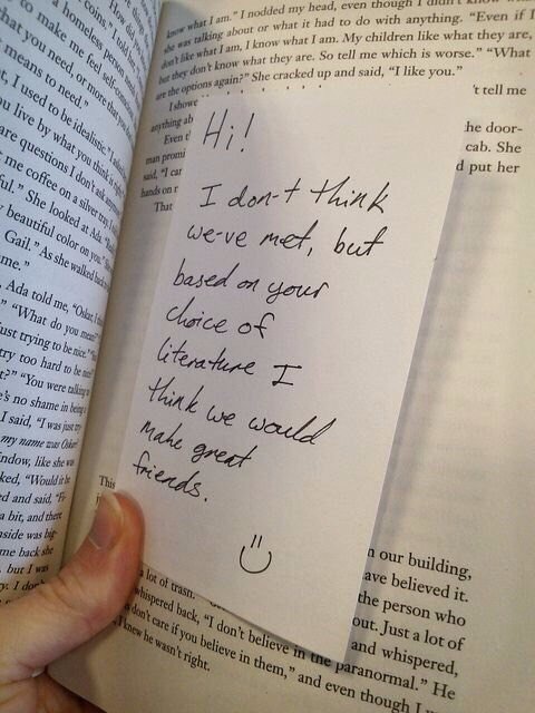 A note in a library book - Books, Library, Notes, Friends