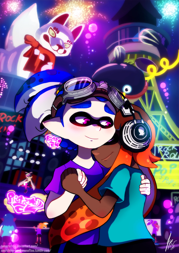 Sometimes you just need to forget the quarrels and resentments .. - Splatoon, Woomy, Inklings, Squid Sisters, Art