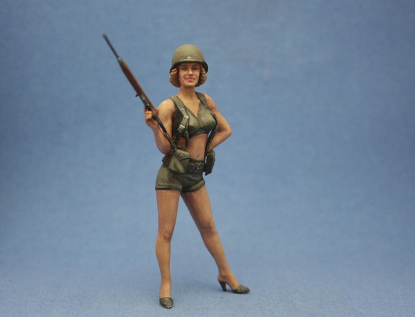 Pin-up figurine, USA series 75 mm - My, Pin up, Miniature, Modeling, Longpost