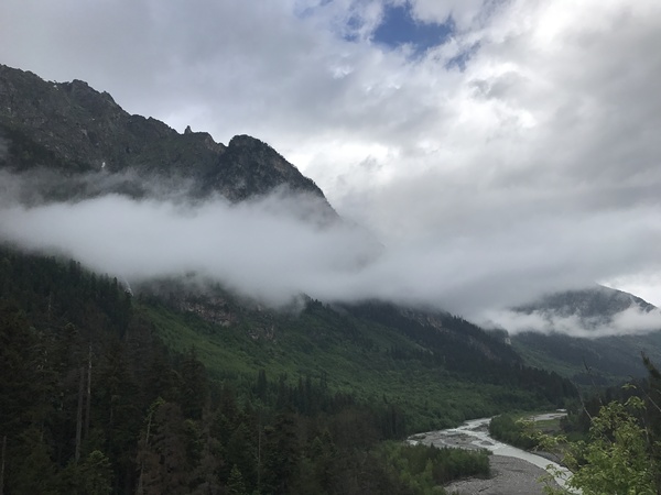 Dombay, view of the river Amanauz - My, Dombay, Amanauz, View, The mountains, Waterfall, Break, A life