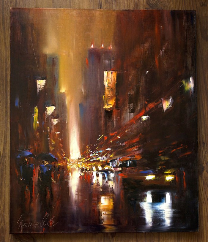 Oil painting - Oil painting, Rain, 