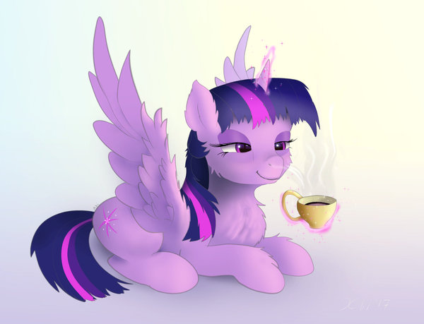 Morning Twilight Sparkle with cup of coffee - My little pony, PonyArt, Twilight sparkle, Xbi