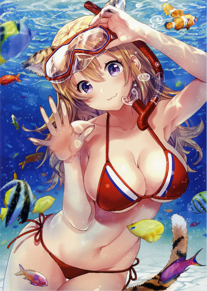 Anime Art - NSFW, Anime art, Anime, Toranoana, Swimsuit, Animal ears, Tiger Ears