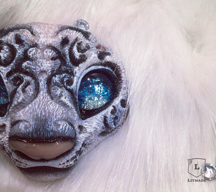 Face for the new mythical beast ^.^ - My, Doll, Fantasy, Handmade, Snow Leopard, Polymer clay, Litmade