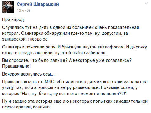 Про народ, а также санитарок и осиное гнездо - Сергей Шварацкий, Осиное гнездо, Мат