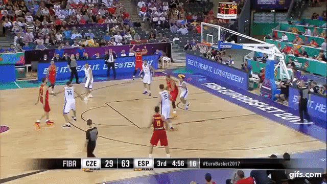 Blind pass from Marc Gasol - Basketball, Spain national team, , Blind pass, , GIF