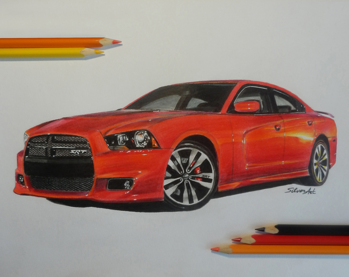 Dodge Charger SRT8 - My, Dodge charger, Art, Drawing, Auto, Car, My, Pencil drawing