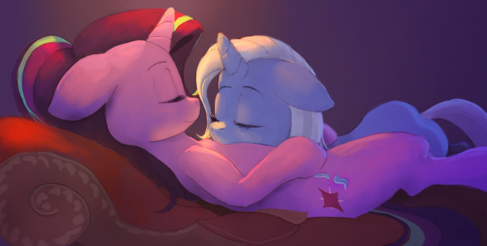 Sleeping - My little pony, Trixie, Starlight Glimmer, MLP Lesbian, Shipping, , Raikohillust